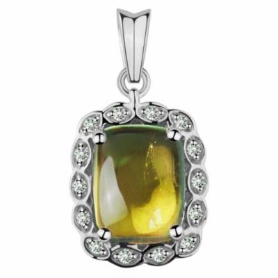 wome沃美 S925单镶素面碧玺项坠 PD201 黄|