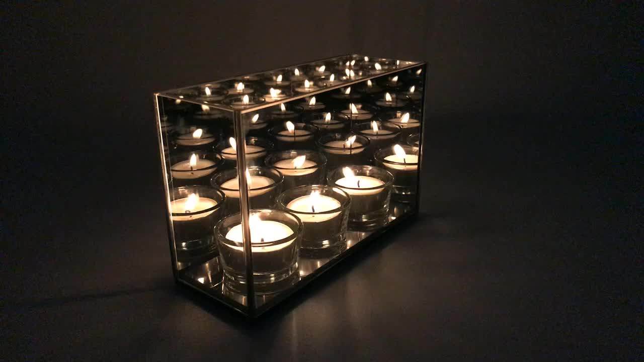 Luxury Infinity Mirror Box Candle With 3 Lights;3 Tier Candle Holder