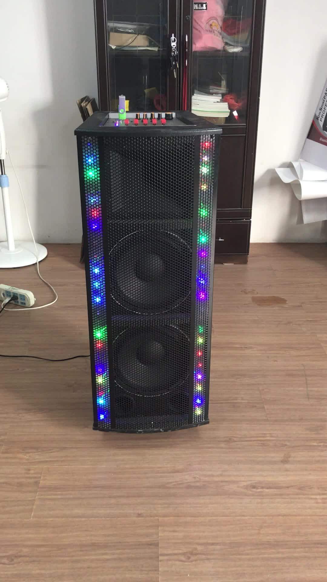 High Quality Double 10 Inch Portable Wooden Led Light Speaker Box Buy