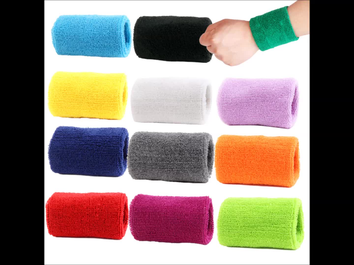 Factory Custom Make Sports Cotton Sweatbands Banda Elastica Vincha Munequera Sports Wristband