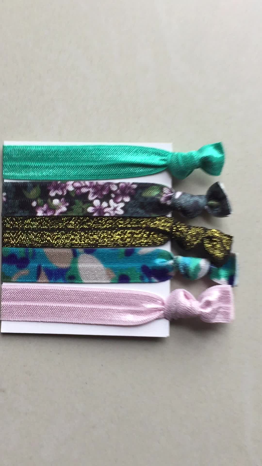Wholesale Beauty Grosgrain Custom Printed Fashion Elastic Hair Ties In