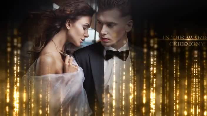 金色粒子帘幕企业年会活动背景颁奖典礼节日晚会栏目包装ae模板