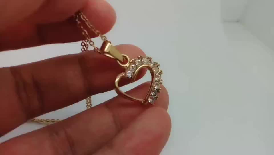 Wholesale American Diamond Jewelry Heart Pendant Charm Gold Costume