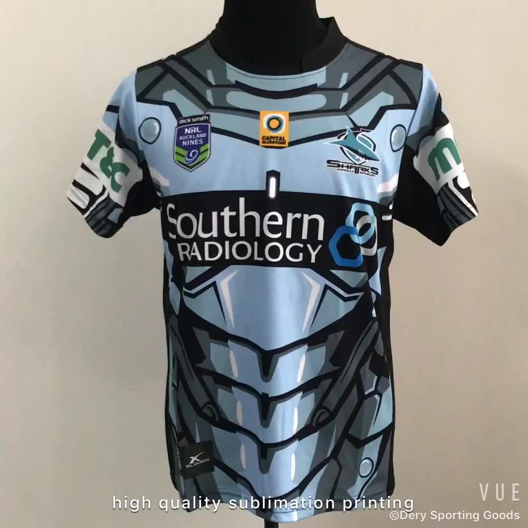 Black Cheap Sublimated Rugby Jersey In 200gsm Polyester Moisture
