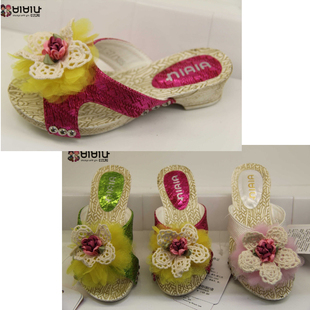  比比我正品韩版女童拖鞋甜美花朵公主鞋休闲鞋儿童户外凉鞋