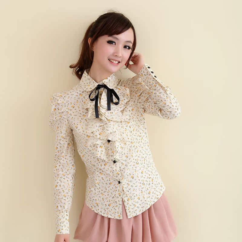 衬衫女长袖学院风...