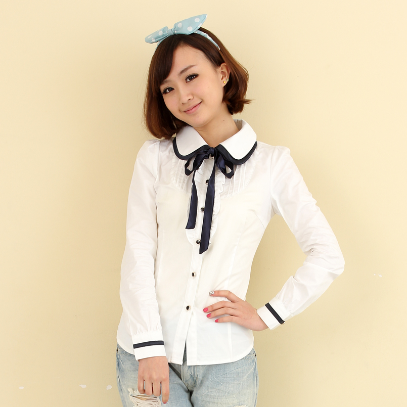 纯色蝴蝶结泡泡袖...