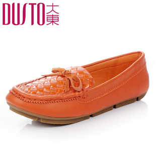  大东新款春款平底女鞋 复古英伦风蝴蝶结平跟单鞋3C2099