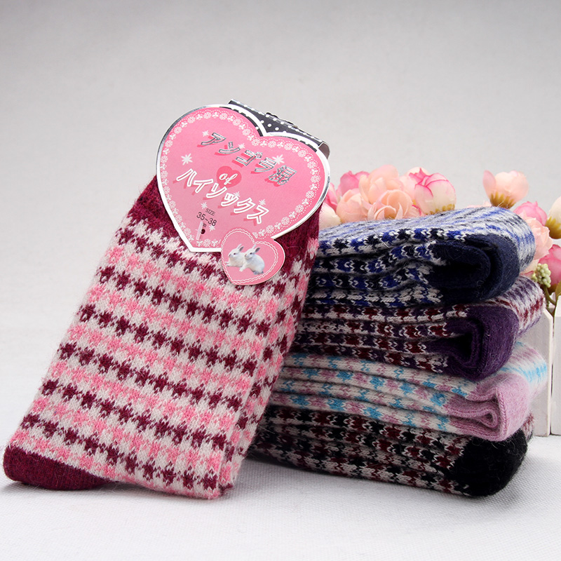 5pcs Meow angora wool socks female socks ladies thick warm winter