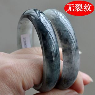  老坑A货缅甸翡翠手镯 油青飘花无裂水头好 翡翠玉手镯 秒杀送证书