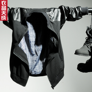  衣品天成 春装 时尚男士夹克 新款春装 时尚PU拼接夹克 男