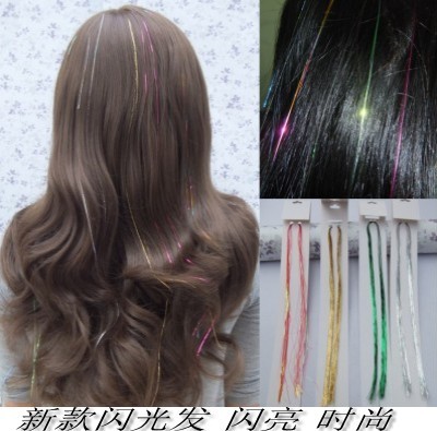 雪豹包邮<em>接</em>发hairtinsel.Bling彩色假发片七彩金