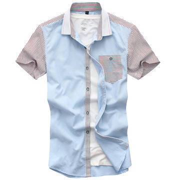 汤尼琼斯2013夏季新款男装短袖衬衫时尚男士格子条纹衬衣潮C1105