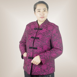  200斤胖妈妈外套 中老年棉衣妈妈装 女士唐装棉衣 加肥加大棉服