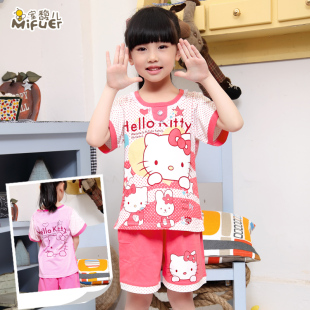  包邮 夏季儿童睡衣 女童100%纯棉短袖童装亲子装女孩宝宝睡衣套装