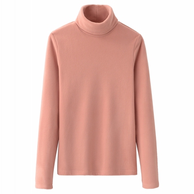柔软摇粒绒打底衫女双面绒高领早春套头抓绒纯色T恤长袖大码保暖