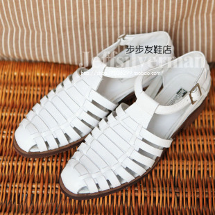  SM2风格田园 复古VINTAGE 手工编织 森女 纯皮平底凉鞋 女 暴