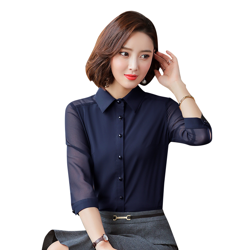 夏季七分袖纯色女装翻领衬衣 白领工作服 百搭OL办公装 职业装|ruв категории Женская одежда, рубашка - от Buy2taobao.com для оказания профессиональной услуги покупки агента Taobao