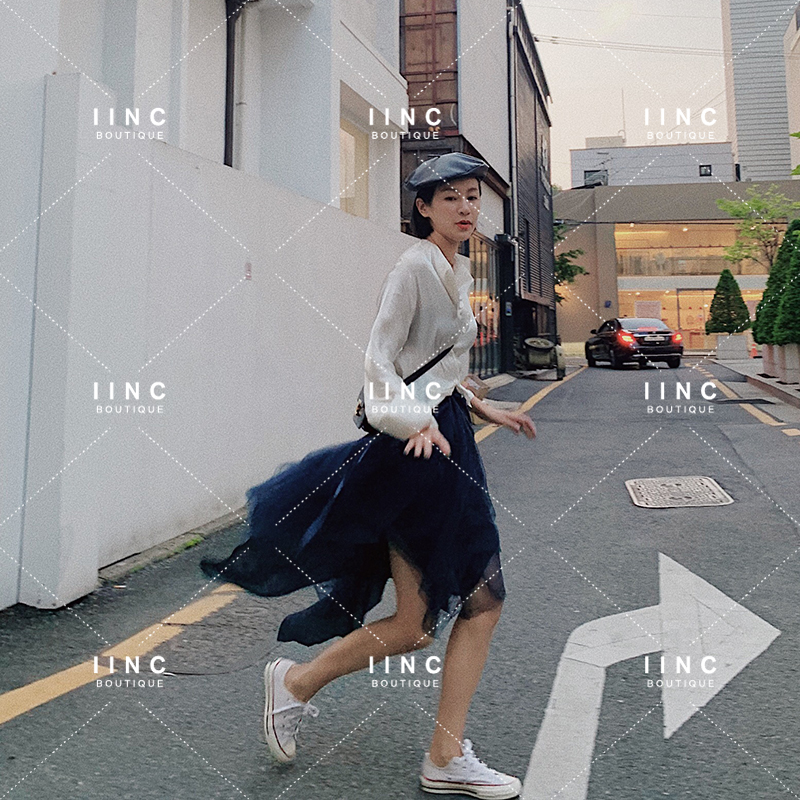 IINC买手 DEEPMOSS 纱质水光A字半身裙女高腰百搭中长款2019新款|msdalam kategori Butik wanita / wanita, skirt - dari Buy2taobao.com untuk memberikan perkhidmatan ejen Taobao profesional membeli
