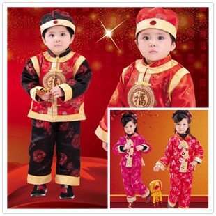  思淳宝贝12年新年装 织锦缎加厚儿童唐装 棉衣 宝宝唐装 三件套