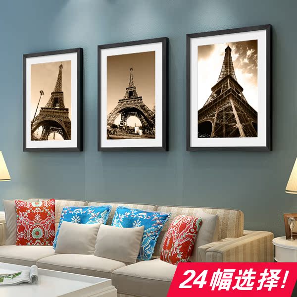 客厅装饰画三联画沙发背景墙画餐厅挂画建筑壁画埃菲尔铁塔风景画|ruв категории Домашний быт, декоративная живопись, современные декоративные картины - от Buy2taobao.com для оказания профессиональной услуги покупки агента Taobao