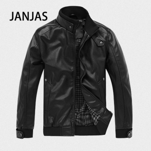  JANJAS春装新款 男士时尚休闲机车皮衣潮流短款PU皮朋克皮衣 男装