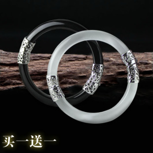  猫眼石手镯 泰银手镯 老银匠黑玛瑙手链 手镯女生日礼物包邮