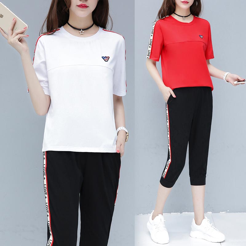 运动套装女夏季2019新款韩版宽松大码休闲服纯棉时尚短袖两件套潮在类目 女装/女士精品, 套装/学生校服/工作制服, 休闲运动套装中 - 来自Buy2taobao.com提供专业的淘宝代购服务