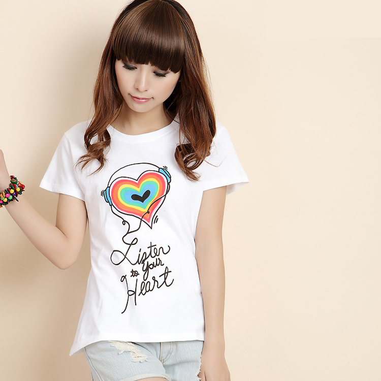 圆领纯棉韩版修身...