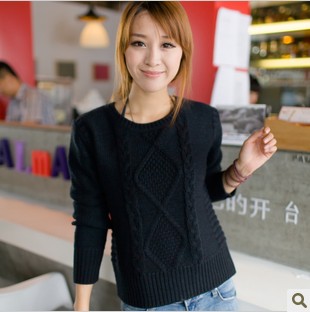 英伦复古粗麻花套头...