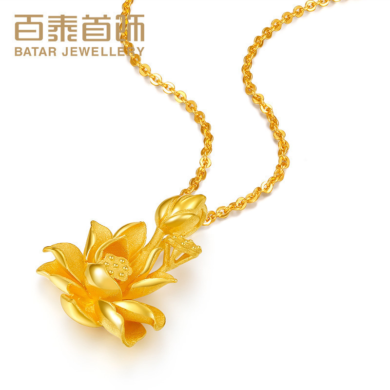 batar gold Necklace Pendant Female models Sufficient gold 999 Pendant Bihe Flower Pendant 298in the Jewelry/Diamond/Jade/Gold , Gold jewelery (New) , Choker category - from Buy2taobao.com to provide professional Taobao agent buy service