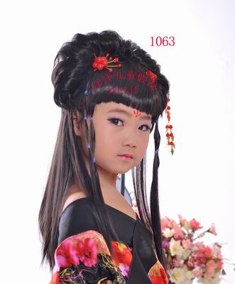 洋洋儿童摄影假发发套演出道具古装女宝长款假发大童全头套1063|ruв категории Детская одежда, детей аксессуары, парик - от Buy2taobao.com для оказания профессиональной услуги покупки агента Taobao