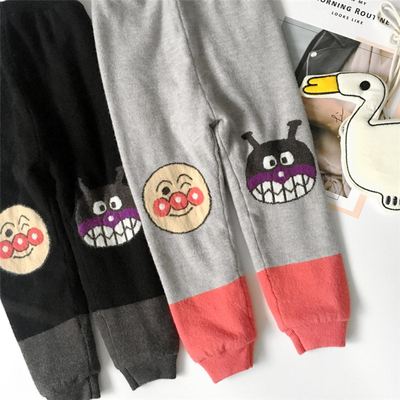 萌主家 18秋冬新款男女宝宝双层针织面包超人加厚加绒打底裤童装