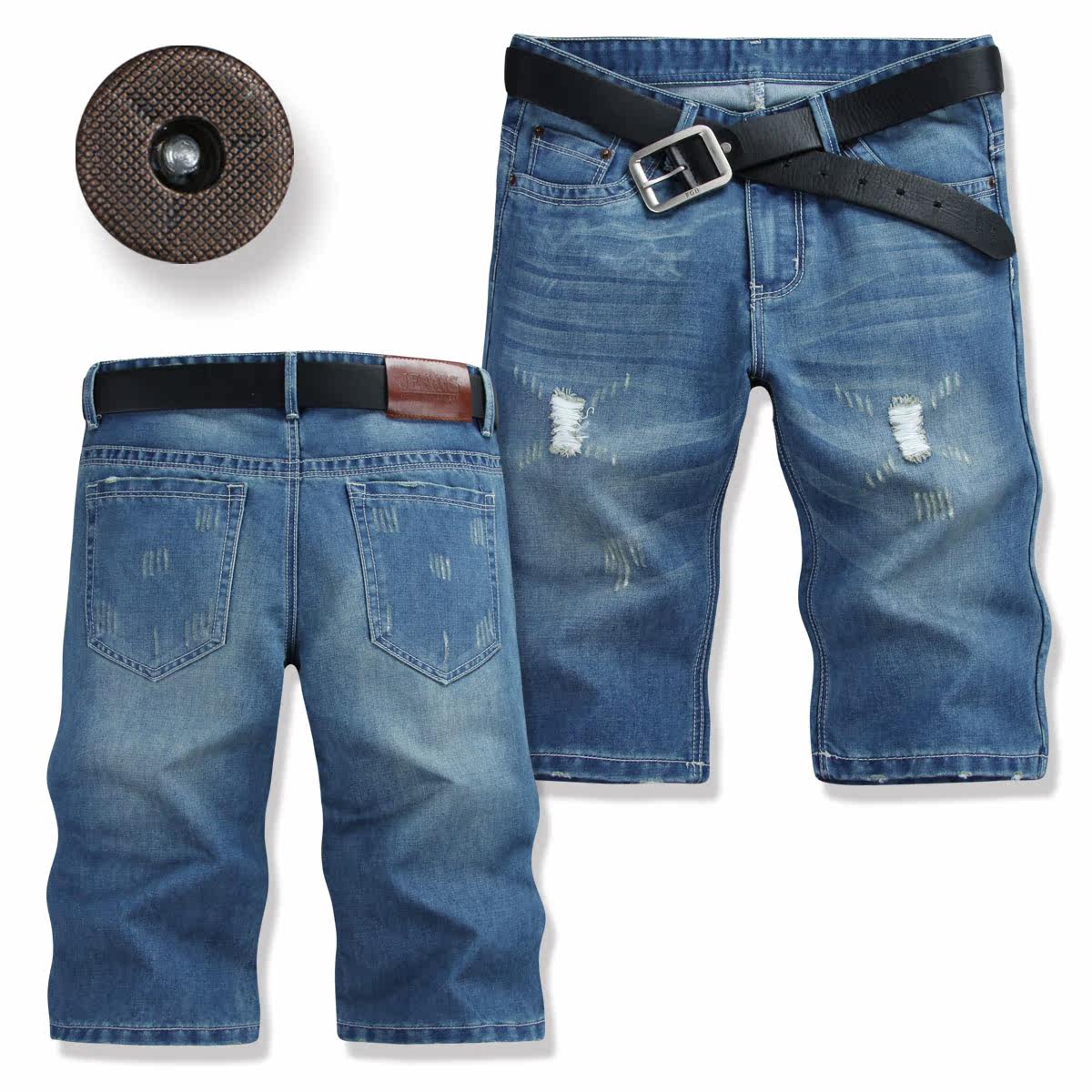 【ravepersonality店】夏季<em>男装牛仔短裤</em>男牛仔