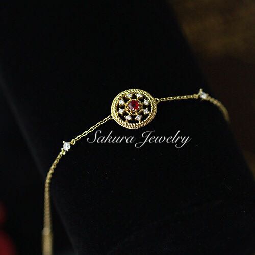 樱星球 日系轻珠宝巴洛克复古圆盘纯银镀金天然红宝石手链女气质|ruв категории Украшения,ювелирные изделия, браслет - от Buy2taobao.com для оказания профессиональной услуги покупки агента Taobao