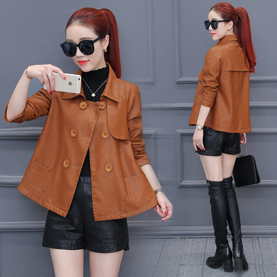 皮衣女春装2018新款女装外套潮韩版百搭春秋