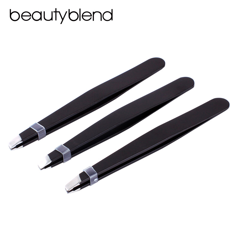 beautyblend贝览得高品质不锈钢眉夹修眉刀斜口眉钳眉毛夹黑塑