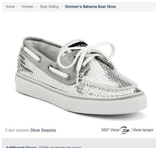  Sperry Top-Sider帆船系带 女款 帆布鞋 外贸原单 银色亮片有小号