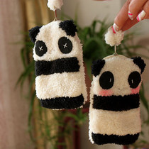 手工坊黑白条纹可爱小熊猫手机包/零钱包/情侣款 我爱熊猫
