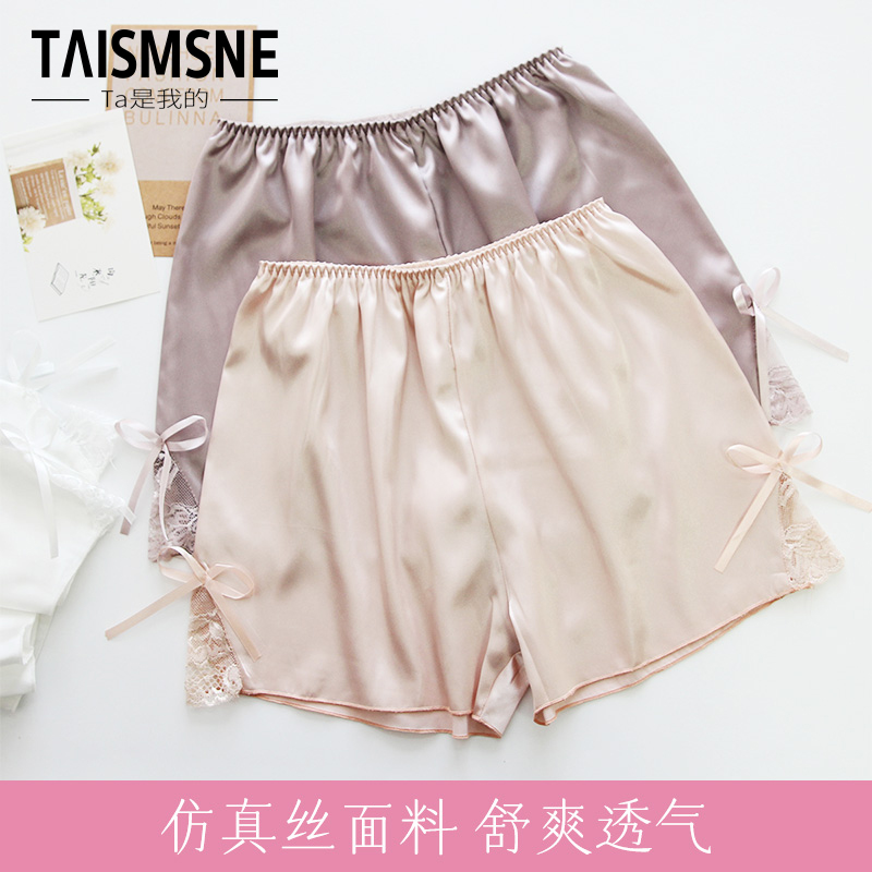 夏季薄款仿真丝日系防走光安全裤蕾丝边大码居家裤可外穿打底裤|ruв категории Женская одежда, брюки, рейтузы - от Buy2taobao.com для оказания профессиональной услуги покупки агента Taobao