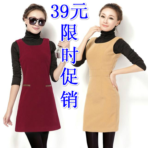 热销背心 <em>秋装</em>连衣裙秋2013秋冬<em>新款</em>毛呢无袖