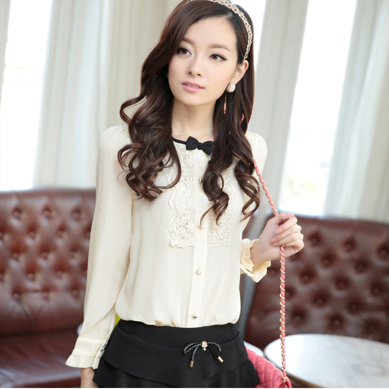 韩版衬衣女长袖百搭...