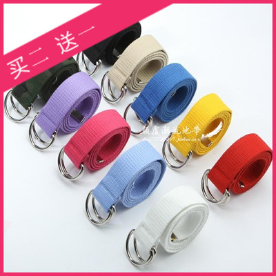 包邮爆款双环扣帆布腰带<em>女式皮带批发</em>男士时尚