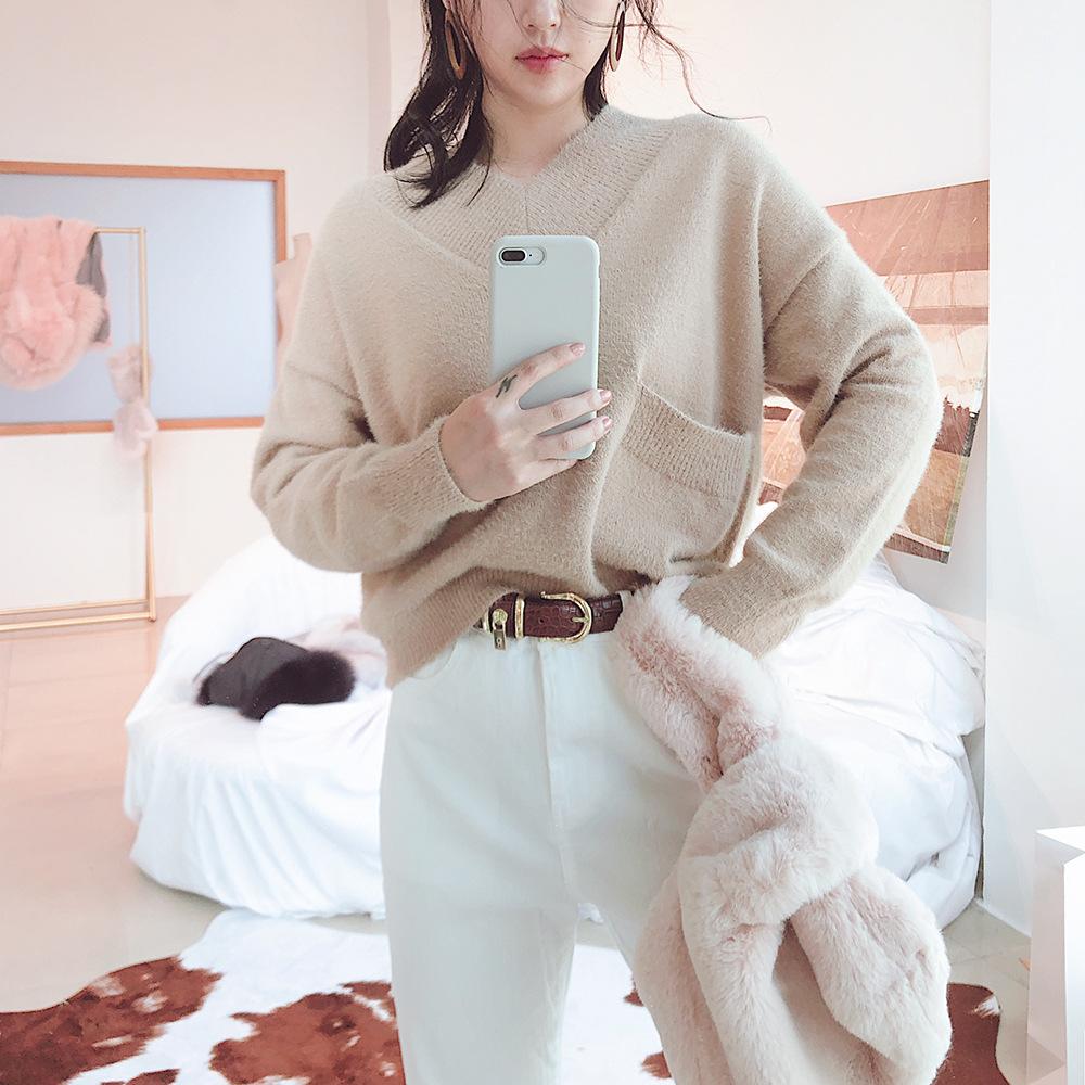 新品女装韩国东大门韩版混纺仿貂V领侧口袋女士毛衣兔毛高品质潮在类目 孕妇装/孕产妇用品/营养, 家居服/哺乳装/秋衣裤, 其它中 - 来自Buy2taobao.com提供专业的淘宝代购服务