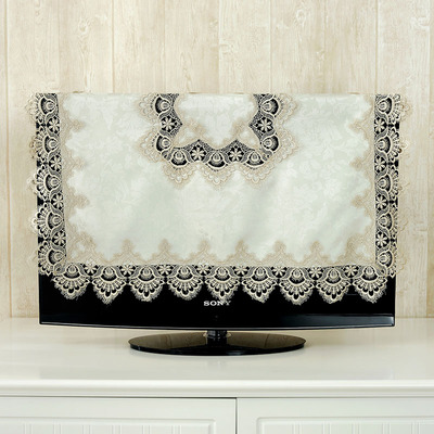 现代简约电视机罩家用挂墙电视盖布蕾丝欧式55寸65寸电视防尘布小