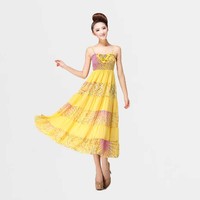 韩之秀2014夏季新款女装韩版吊带长裙沙滩裙