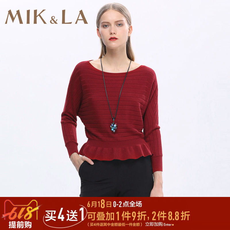 MIK & LA Mike Women's wear new pattern grace Sulan Word collar Hollow Lotus leaf Show thin Sweaterin the Women's clothing/Boutique , Wool sweater category - from Buy2taobao.com to provide professional Taobao agent buy service