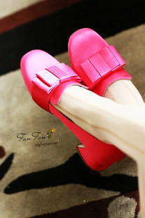  呛口小辣椒菁菁春季新款miu谬谬蝴蝶结单鞋粗中跟婚鞋女鞋子