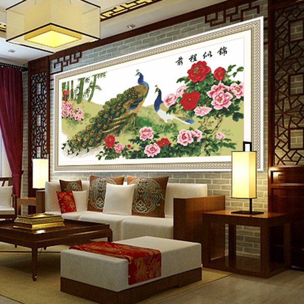 十字绣正品专卖店绿光森林十字绣5D孔雀竖版