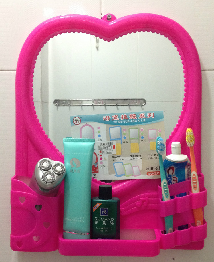 Peach Hanging mirror Shower Room TOILET Wall Mirror Simplicity Large Shelf Cosmetic mirror Festive suppliesin the Family/Personal Cleaning Tools , Personal care cleaning appliances , Comb/Portable with a mirror , Portable mirror category - from Buy2taobao.com to provide professional Taobao agent buy service